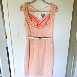 Pink and White Pinstripe Wiggle Dress